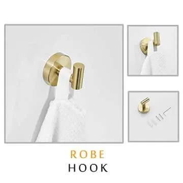 Luxurious Brushed Gold Bathroom Hardware Set 12" Towel Bar