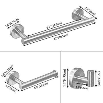 Luxurious Brushed Gold Bathroom Hardware Set 12" Towel Bar