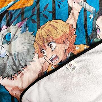Surreal Entertainment Demon Slayer Oversized Plush Throw Blanket - Cozy Sherpa Cover for Sofa, Bed -...
