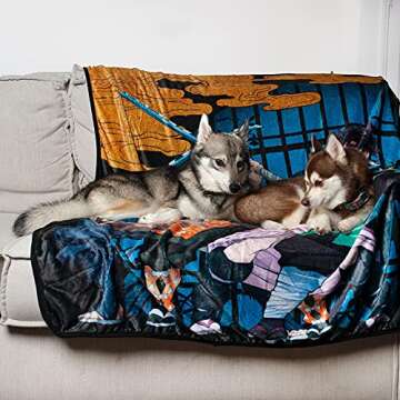 Surreal Entertainment Demon Slayer Oversized Plush Throw Blanket - Cozy Sherpa Cover for Sofa, Bed - Super Soft Fleece Blanket - Official Anime Manga Collectible - 45 x 60 Inches