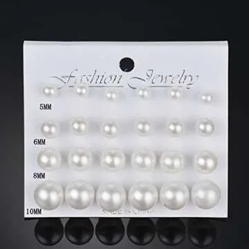 Elegant Pearl Stud Earrings Set for Women - 12 Pairs