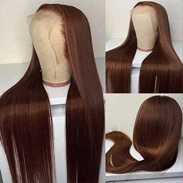 Hermosa 13x4 Brown Lace Front Wigs Human Hair with Baby Hair 180 Density Hd Straight Lace Frontal Hu...