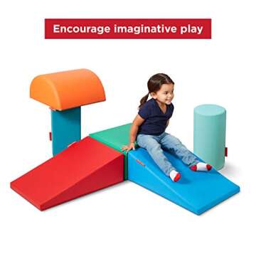 Radio Flyer Tumble Town Foam Blocks - Candy, Kids Indoor Climbers & Play Structure (Six Piece), Big Foam Climbing Blocks for Toddlers Ages 9 Months - 3 Years