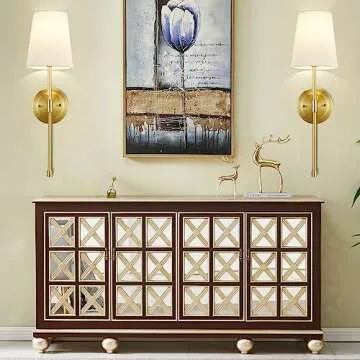 EJIAXIN Wall Sconces Set of 2,Retro Industrial Hardwired Wall Lamps with Pull Chain,Bathroom Vanity Sconces Wall Lighting with White Fabric Shade, Indoor Wall Lights for Bedroom Living Room Corridor