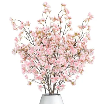 Dremisland 4Pack Artificial Cherry Blossom Flowers - Chic Floral Decor for Weddings and Home