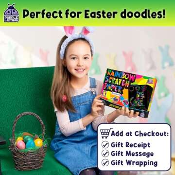 Purple Ladybug Rainbow Scratch Art Paper, 79 PCS Kids Craft Gift - Arts and Crafts for Ages 4-12, Ea...