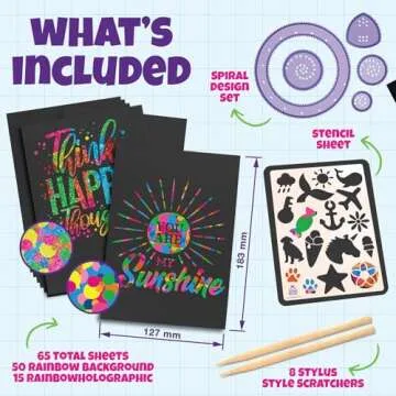 Purple Ladybug Rainbow Scratch Art Paper, 79 PCS Kids Craft Gift - Arts and Crafts for Ages 4-12, Easter Crafts for Kids Activities for Summer, Wedding, Indoor, Travel, Party Games, Camping