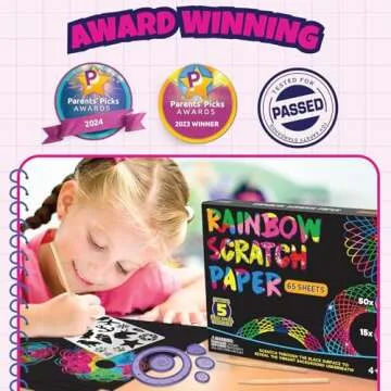 Purple Ladybug Rainbow Scratch Art Paper, 79 PCS Kids Craft Gift - Arts and Crafts for Ages 4-12, Easter Crafts for Kids Activities for Summer, Wedding, Indoor, Travel, Party Games, Camping