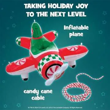 The Elf on the Shelf Polar Props Peppermint Plane Ride - Official Plane for Your Scout Elves - Includes Inflatable Plane and Cable