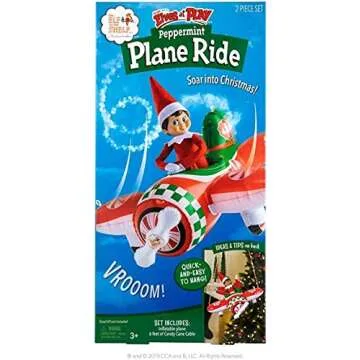 The Elf on the Shelf Polar Props Peppermint Plane Ride - Official Plane for Your Scout Elves - Includes Inflatable Plane and Cable