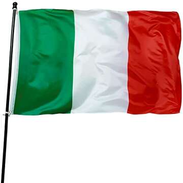 DANF Italy Flag 3x5 Ft Thick Polyester, Fade Resistant, Brass Grommets, Canvas Header italian National Flags 3 X 5 Feet