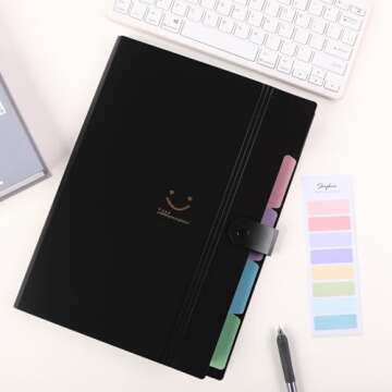 SKYDUE Expanding File Folder with 5 Pockets, Cute Accordion File Organizer, Letter Size Filing Folde...