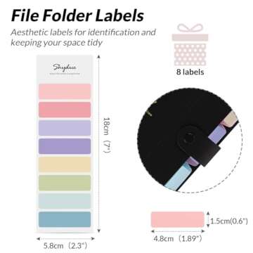 SKYDUE Expanding File Folder with 5 Pockets, Cute Accordion File Organizer, Letter Size Filing Folder, Portable Paper Organizer, School Office Supplies Black