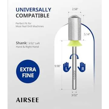 AIRSEE Tungsten Carbide Nail Drill Bit for Acrylic Removal