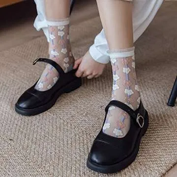 Dierjueyers Women’s Floral Sheer Socks for Summer Style