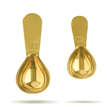 Gold Stainless Steel Coffee Scoop Set - Elegant Measuring Spoons for Coffee and More