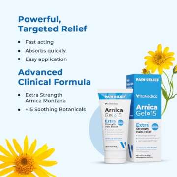 VitaMedica Arnica Gel Plus 15 Healing Plant Compounds, Extra Strength Formulation for Bruising, Swelling, Joint Pain, Muscle Soreness & Stiffness, All-Natural, Plant-Based Pain Relief