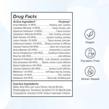 VitaMedica Arnica Gel Plus 15 Healing Plant Compounds, Extra Strength Formulation for Bruising, Swelling, Joint Pain, Muscle Soreness & Stiffness, All-Natural, Plant-Based Pain Relief