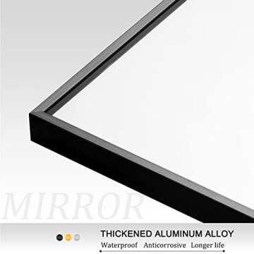 NeuType Full Length Mirror Standing Hanging or Leaning Against Wall, Large Rectangle Bedroom Mirror Floor Mirror Dressing Mirror Wall-Mounted Mirror, Aluminum Alloy Thin Frame, Black, 63"x20"