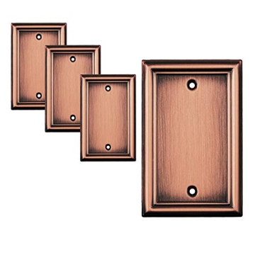 Elegant Pack of 4 Wall Plate Outlet Switch Covers | Premium Beveled Copper Designs in Multiple Style...