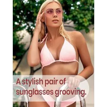 Veda Tinda Vision Light Pink Sunglasses For Women Oval Trendy Retro 70s 90s Rave Festival Tinted Vin...