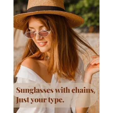 Veda Tinda Vision Light Pink Sunglasses For Women Oval Trendy Retro 70s 90s Rave Festival Tinted Vintage Polarized Metal Frame Gold Shades Womens Accessories UV400 Protection with Glasses Chain C15S06