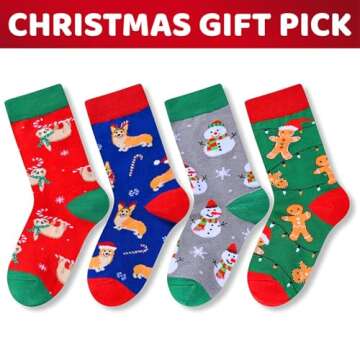 HAPPYPOP Christmas Gifts Stocking Socks for Teens - Secret Santa Socks Xmas Stocking Stuffers for Ad...
