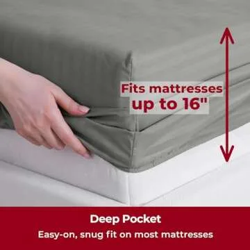 Mellanni Queen Sheets Set - 4 PC Iconic Collection Bedding - Hotel Luxury, Extra Soft, Cooling Bed Sheets - Wrinkle, Fade, Stain Resistant (Queen, Striped Gray/Silver)