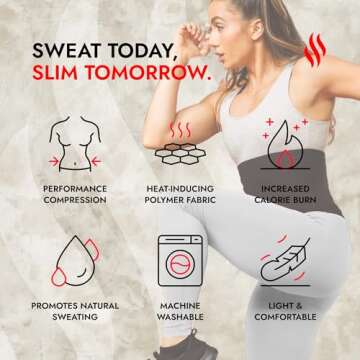 Sweat Shaper Waist Trimmer for Women, Waist Trainer Sauna Belt, Neoprene-Free Waist Cincher, Sauna Slimming Belt (Black, Large)