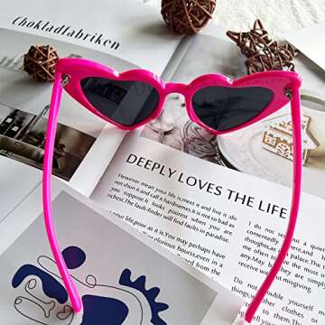Women Fashion Goggle Heart Sunglasses Vintage Love Heart Shaped Sunglasses Cat Eye Mod Style Style R...