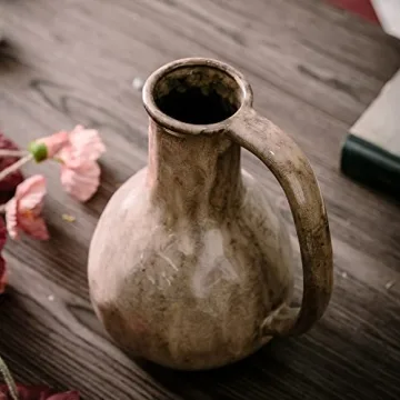 Mowtanco Rustic Ceramic Flower Vase for Home Decor