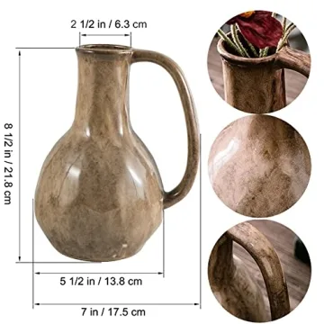 Mowtanco Rustic Ceramic Flower Vase for Home Decor