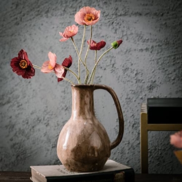 Mowtanco Rustic Ceramic Flower Vase for Home Decor