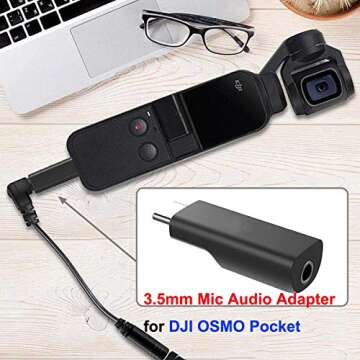 HuaYe USB-C to 3.5mm Mic Microphone Audio Adapter for DJI OSMO Pocket Accessorie