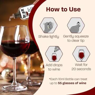Drop It Wine Drops 1 Pack - Naturally Reduces Sulfites and Tannins - Can Eliminate Sensitivities, Allergies, and Histamines - Wine Wand Alternative - Portable and Easy to Use - Treats up to 55 Glasses