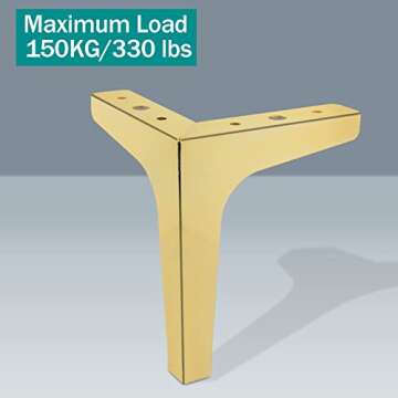 Bivethoi 7 Inch Furniture Legs, Gold Sofa Legs Set of 4, Metal Triangle Furniture Legs Sofa Feet DIY Replacement Legs for Chair Table Cabinet Cupboard Ottoman Couch