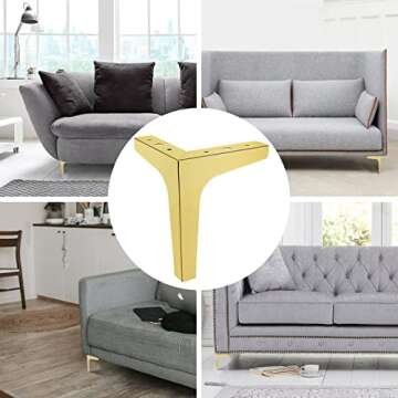Bivethoi 7 Inch Furniture Legs, Gold Sofa Legs Set of 4, Metal Triangle Furniture Legs Sofa Feet DIY Replacement Legs for Chair Table Cabinet Cupboard Ottoman Couch