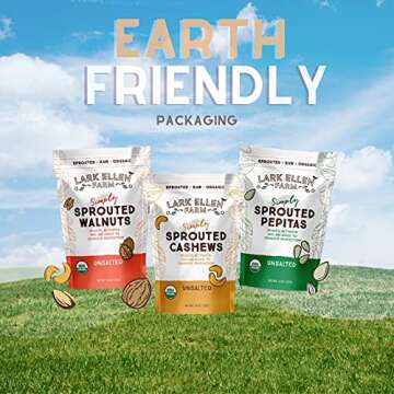 Lark Ellen Farm Unsalted Walnuts, Raw Sprouted Healthy Snack, Keto, Certified USDA Organic, Gluten-Free, Vegan, Individual Whole Nuts (10 Oz, 3 Pack)