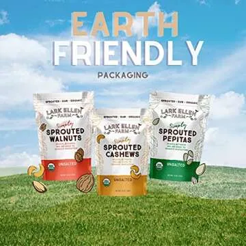 Lark Ellen Farm Unsalted Walnuts, Raw Sprouted Healthy Snack, Keto, Certified USDA Organic, Gluten-Free, Vegan, Individual Whole Nuts (10 Oz, 3 Pack)