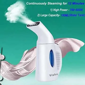 Vishui Professional Handheld Steamer for Clothes, Portable Clothing Garment Steamer, Fast Warms Up Multifunction Powerful Steamer Suitable for Home and Travel (H106)