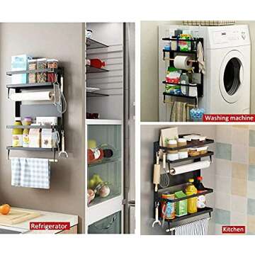 Magnetic Spice Rack Organizer & Paper Towel Holder Shelf
