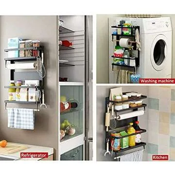 Magnetic Spice Rack Organizer & Paper Towel Holder Shelf