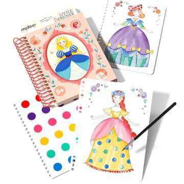 MiDeer Fashion Design Sketchbook with Watercolor Painting - Princess Dress-up Activity Book