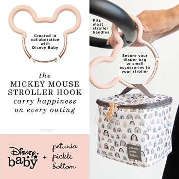 Petunia Pickle Bottom unisex baby Mickey Mouse Stroller Hook Rose Gold Disney Collaboration, Rose Gold, One Size US