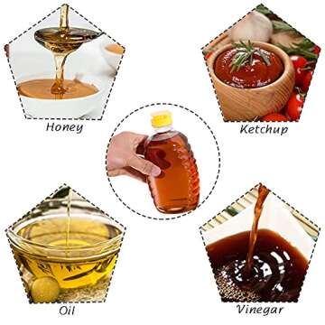 Qinsihwn 8 Pack 16oz Clear Plastic Honey Bottles,Refillable Food Grade Honey Container,Squeeze Honey Bottle With Leak Proof Flip-Top Caps for Storing and Dispensing