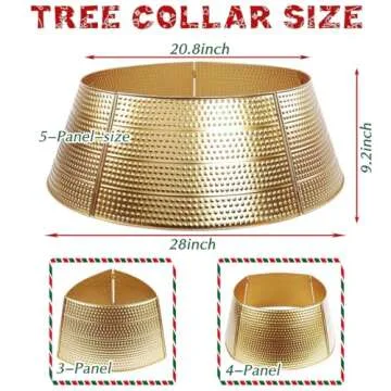 Metal Christmas Tree Collar,28" Christmas Tree Skirt Base Cover for Most Real or Artificial Trees Christmas Decorations(Gold)