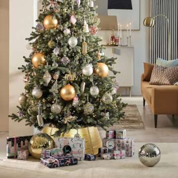 Metal Christmas Tree Collar,28" Christmas Tree Skirt Base Cover for Most Real or Artificial Trees Christmas Decorations(Gold)