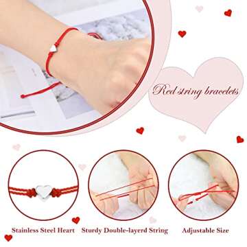 SmileBelle Red String Heart Bracelets for All Occasions