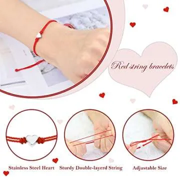SmileBelle Red String Heart Bracelets for All Occasions