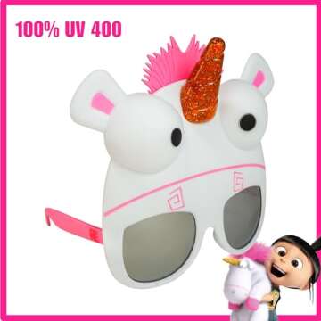 Sun-Staches Minions Official Fluffy Unicorn Sunglasses | UV400 Costume Accessory | One Size Fits Most